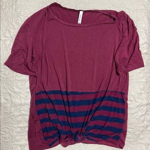 Womens shirt | Good day | size XL | tie bottom | burgundy and navy